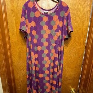 LuLaRoe - Carly - 2XL -  Geometric shapes in purple, gold and green - NWT